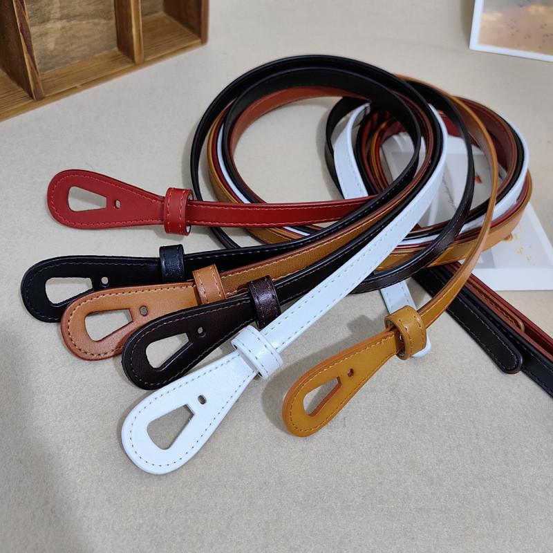 Leather Womens Skinny Belt With Vintage Knot Design For Dress And Office Wear