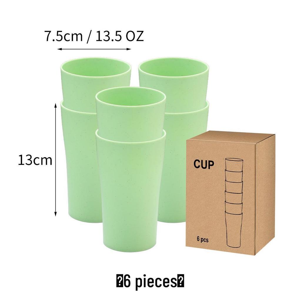 Eco-Friendly Wheat Straw 24-Piece Dinnerware Set: Plates, Bowls, Cups & Cutlery