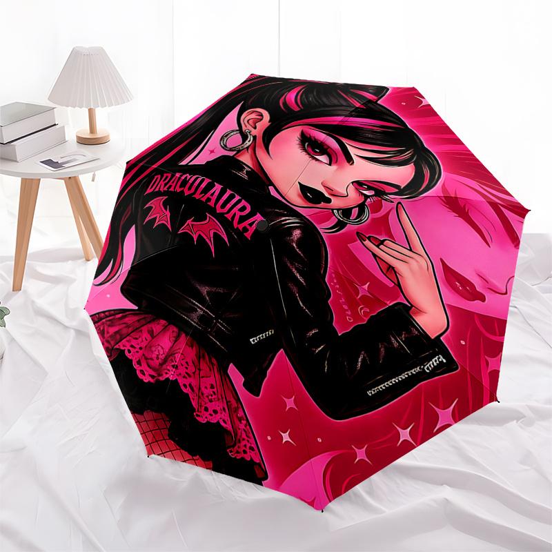 

Draculaura Leather Jacket with Bat Wings Design - Automatic Opening Umbrella, Portable 3-Fold Design, 8-Bone Frame Outdoor Umbrella, Ideal G
