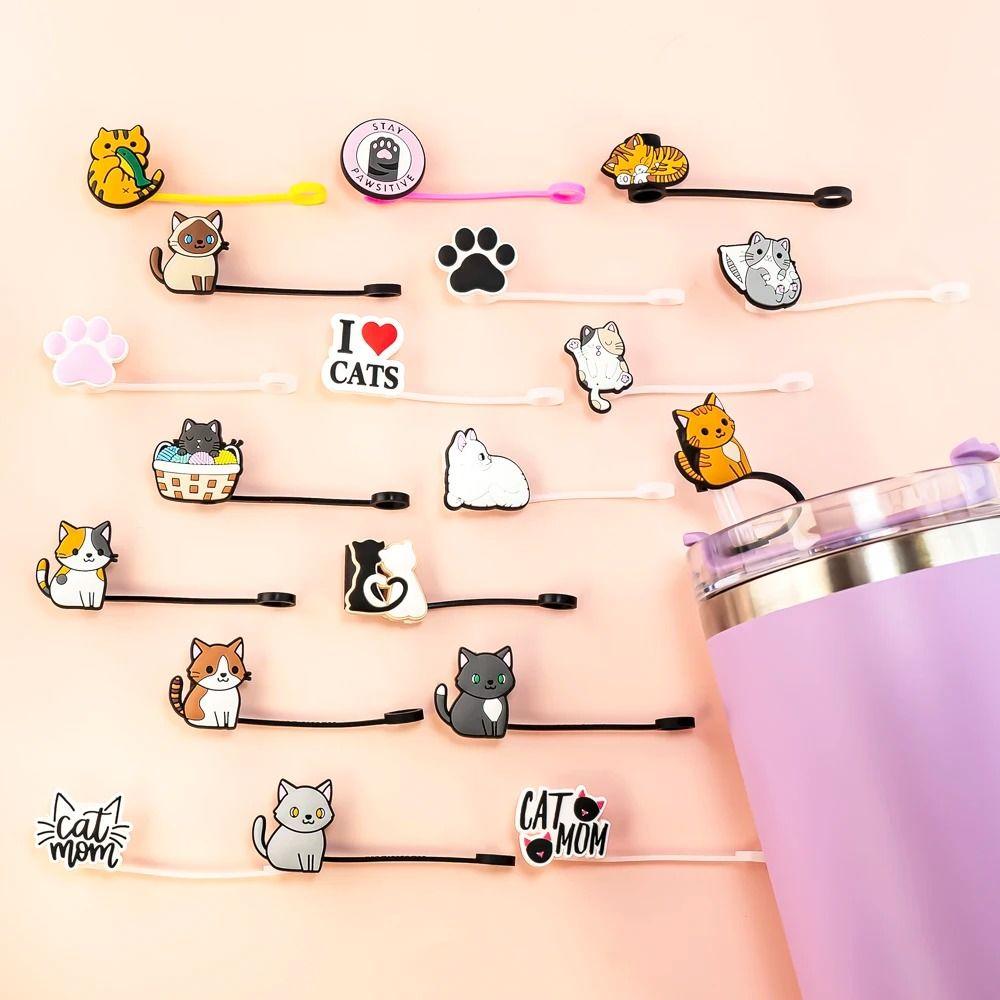 8/10mm Straw Topper Dustproof Straw Tips Cat Series Straw Cover Cap Airtight