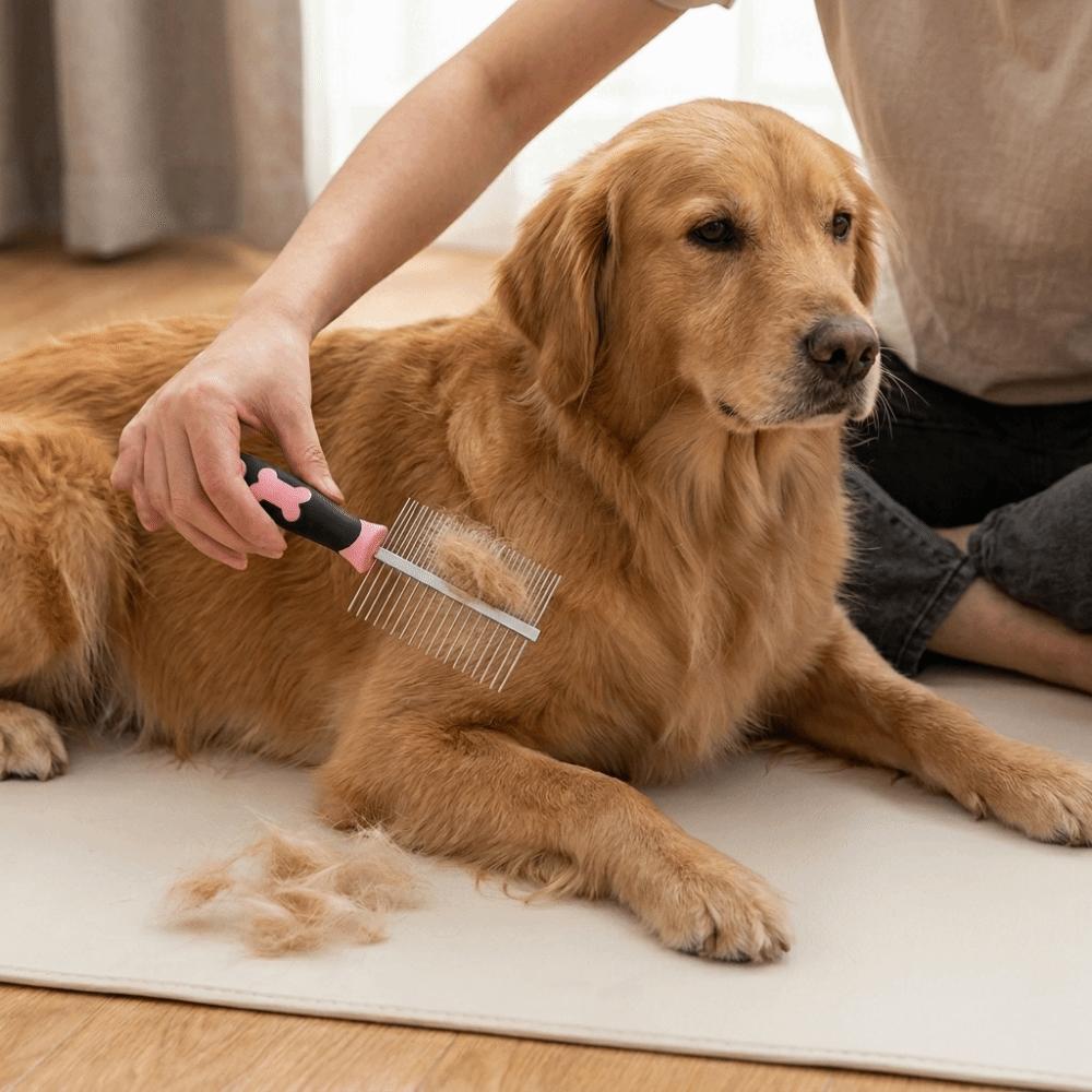 Double Sided Double Sided Comb Steel Pin Steel Pin Brush Dog Grooming Tool Tangling Removal розовый