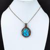 Irani Turquoise Gemstone Pure Copper Wire Wrapped Handmade Pendant Jewelry Gift For Her