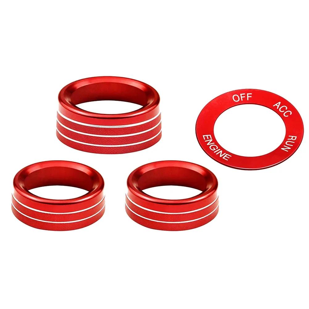 Car Air Conditioning Volume Radio Button Knob Cover Aluminum Decorative Ring for Dodge Challenger Charger Accessories 2015-2020