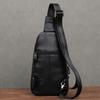 Men's Cowhide Leather Crossbody Chest Bag, Trendy Shoulder Messenger Bag, Compact Backpack with Premium Leather for Urban Style