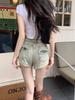 Women's Retro High Waist Denim Shorts - Slimming A-line Nostalgic Summer Style