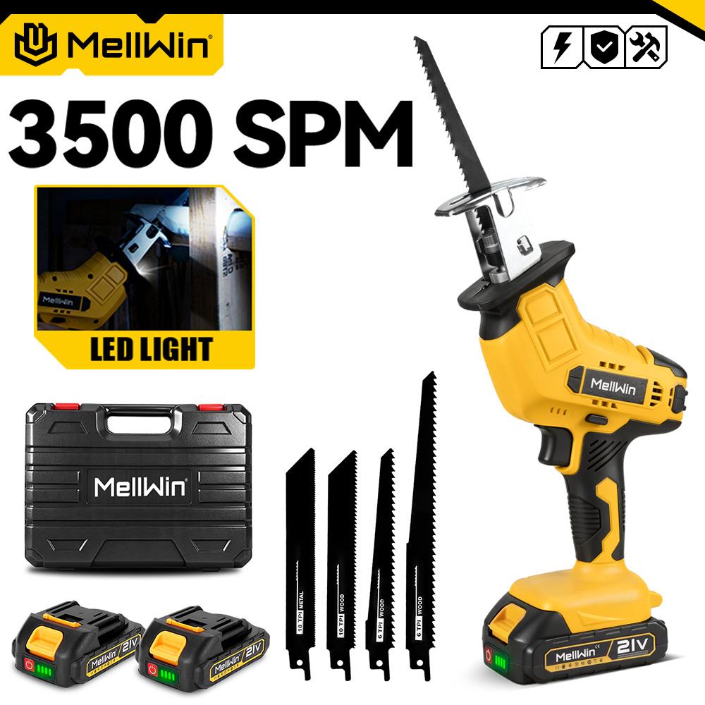 MELLWIN Cordless Electric Reciprocating Saw Handheld Wood Metal Pipe Cutting Electric Saw Tool For Makita 18V Battery Pin