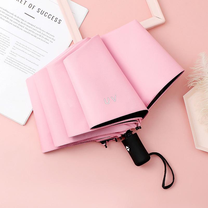 Reinforced Windproof Black Umbrella with UV Protection for All Weather Conditions