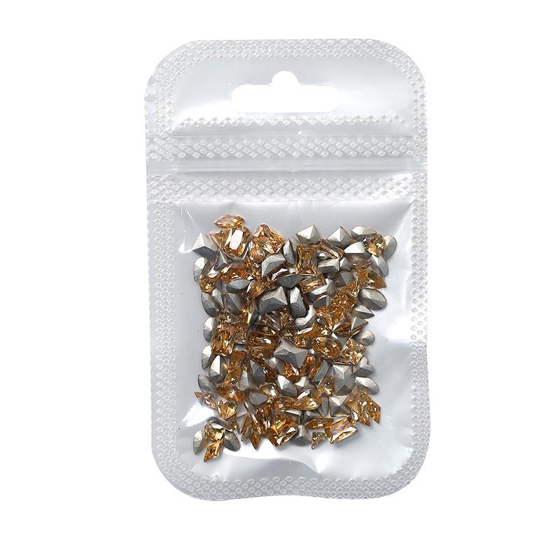 5A Champagne Champagne & Coffee Tone Zirconia Nail Art Rhinestones - Irregular Shapes: Water Drop, Horse Eye, Pigeon Egg.