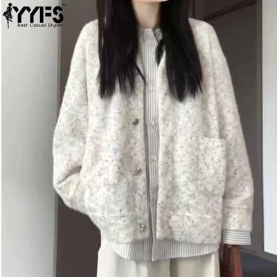 Damenmode, lässig, Herbst/Winter, einfarbig, bedruckt, langärmelig, V-Ausschnitt