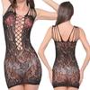 Sex Clothes New Petal Jacquard Short Skirt One-piece Mesh Off-the-shoulder Long-sleeved Elastane