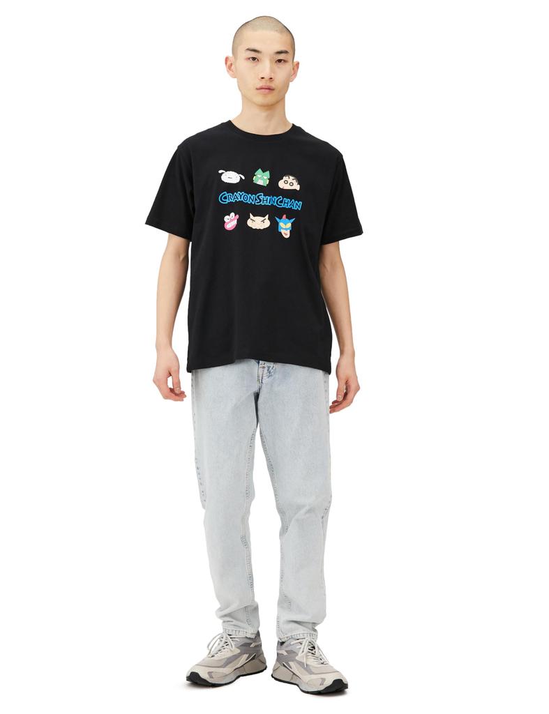 Crayon Shinchan T-Shirt, Men's Black, Featuring Shin-chan, Shiro, Action Kamen, Waniyama-san, Quantum Robo, and Buriburizaemon