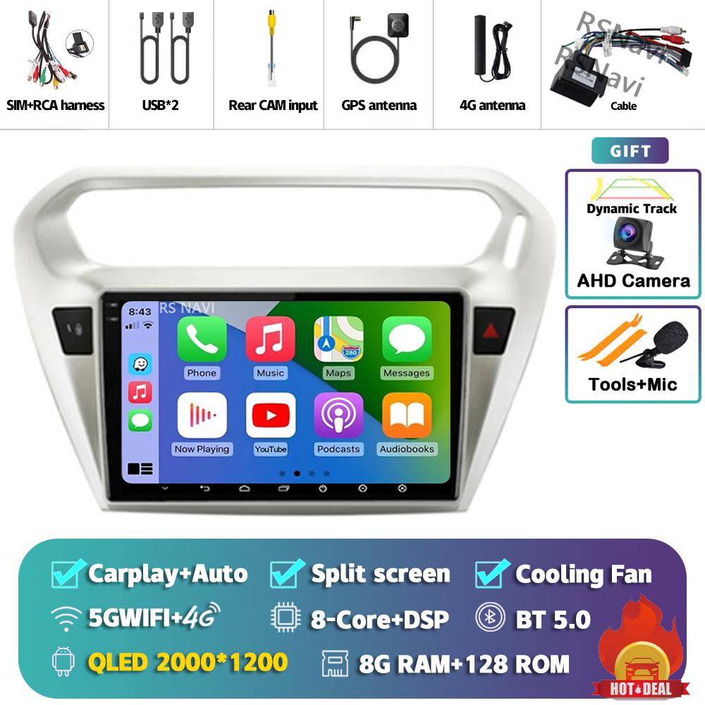 Android 14 Carplay Car Radio For Peugeot 301 2013 - 2016 Multimedia Video Player Navigation GPS Stereo AI Voice 360 Camera 2Din