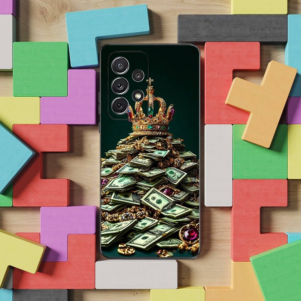 Wealth Art Dollar Pattern Case For Samsung S23,S25,S20,S10,S9,S21,S24,S22,Ultra,FE,Plus,Lite,Soft Silicone Black