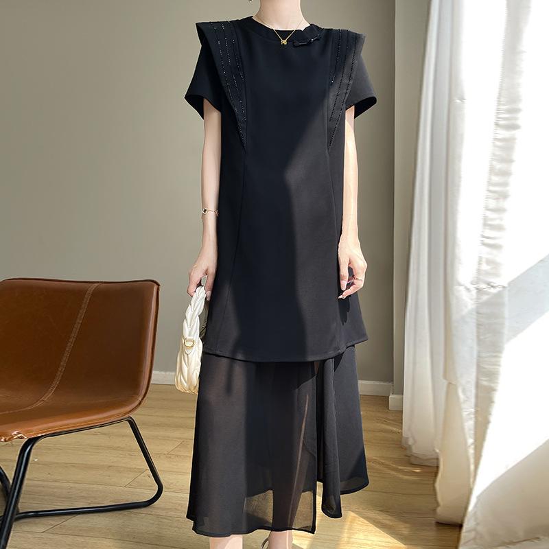 

Женское летнее модное сетчатое платье-футболка, длинное платье Temperament 2XL чёрный