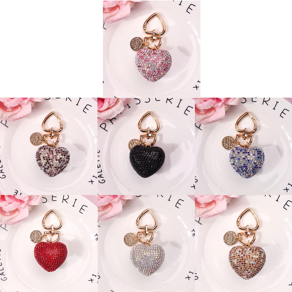 Dazzling Heart Pendant Keychain Love Shaped Cellphones Straps Unique Rhinestones Bag Pendant Stylish Phone Charm Jewelry