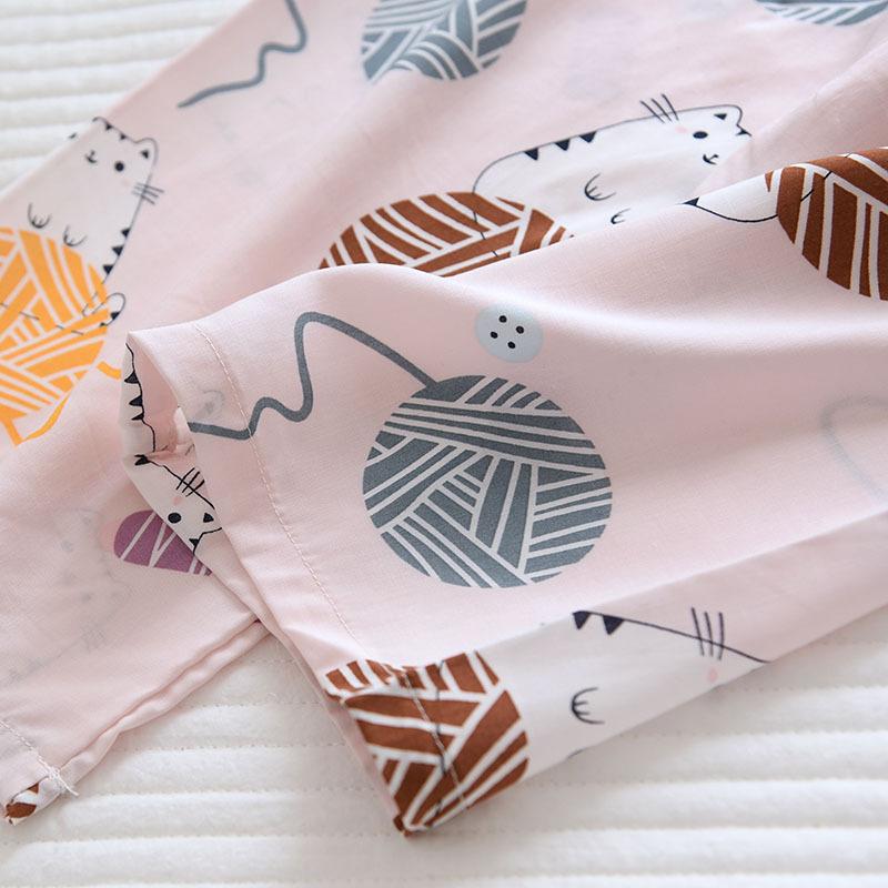 Warm Season and Summer Cotton Pajamas Suit Plus Size Home Service Soft Long-sleeved Geometric Pattern