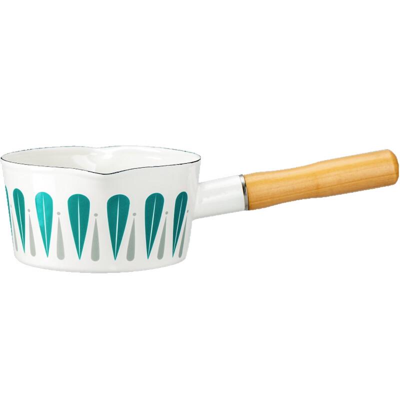 Shu Ke Japanese Leaf Design Enamel Milk & Noodle Pot