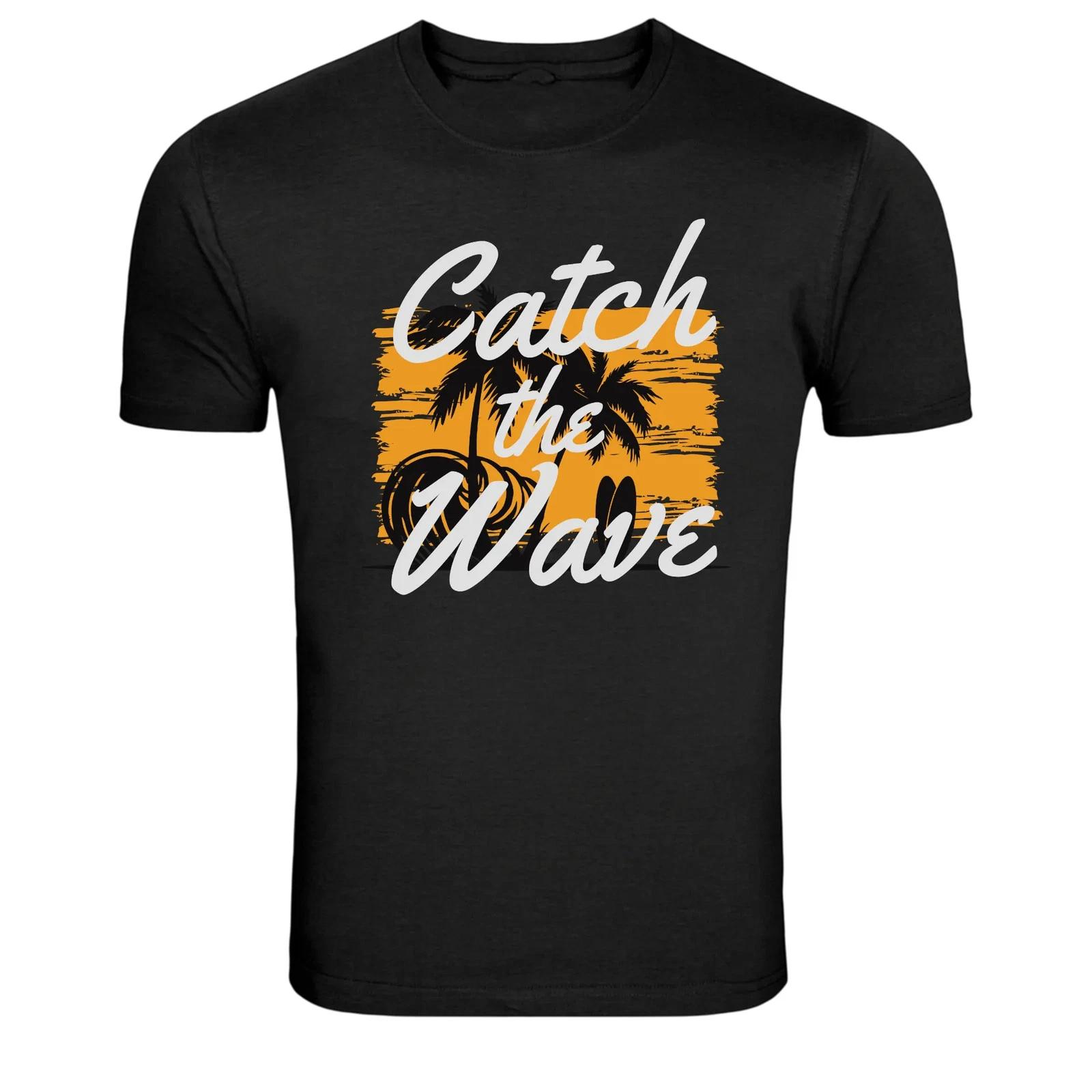 Catch The Wave Vintage Surf Beach Palm Graphic T-Shirt L
