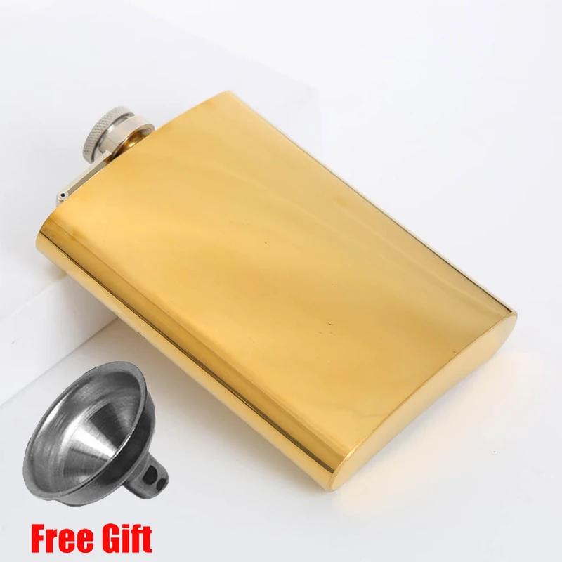 

8oz Pocket Hip Flask Portable Stainless Steel Hip Flask Flagon Whiskey Wine Pot Colorful Mini Bottle Drink Pot Outdoor Drinkware Gold
