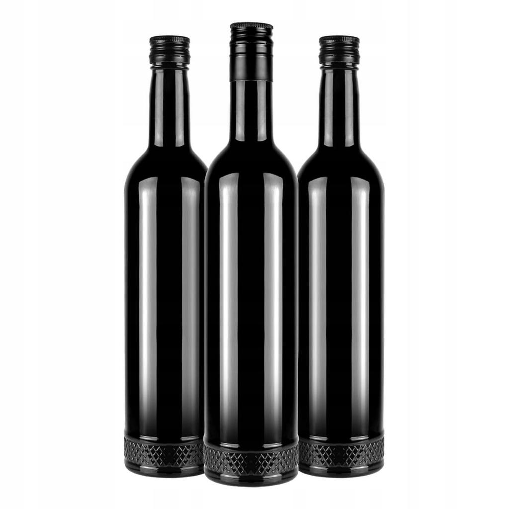 10x Glass Bottles CRYSTAL 500ml BLACK ELEGANT for Alcohol Gift