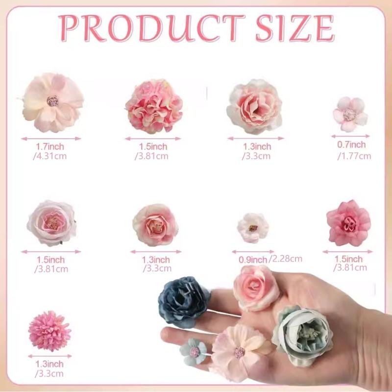 Pack of 50 Assorted Color Small Fabric Flowers for Handmade Crafts Home Decoration and Party Arrangements