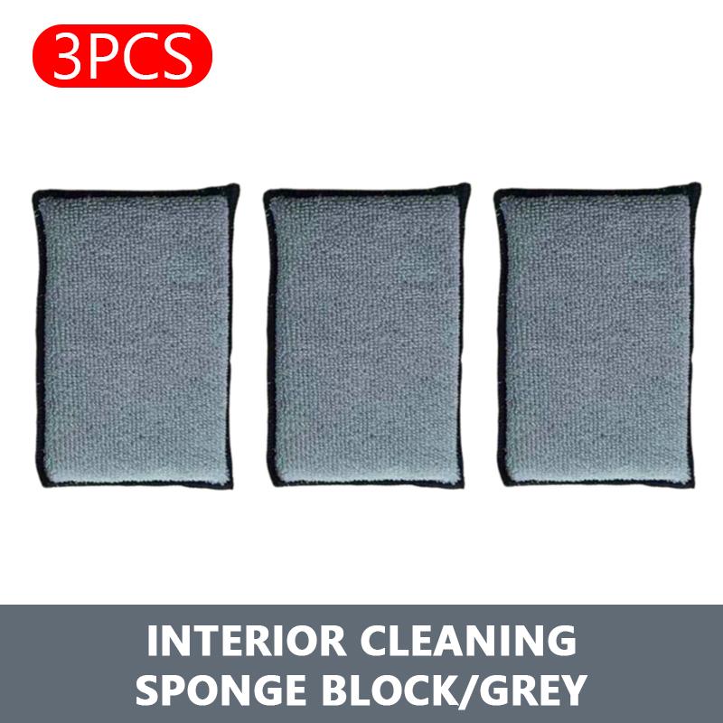 

SEAMETAL 3 шт. двухсторонняя губка для чистки салона автомобиля, кожаная губка для мытья салона автомобиля, не царапающая губку из микрофибры для чистки автомобиля 3pcs серый