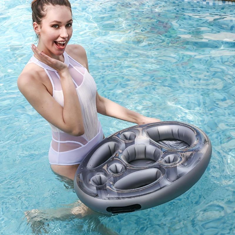 Inflatable Ice Bar Swimming ring,Floating Drink Tray with Multiple Cup Holders, Perfect for Pool Parties and Summer Gatherings