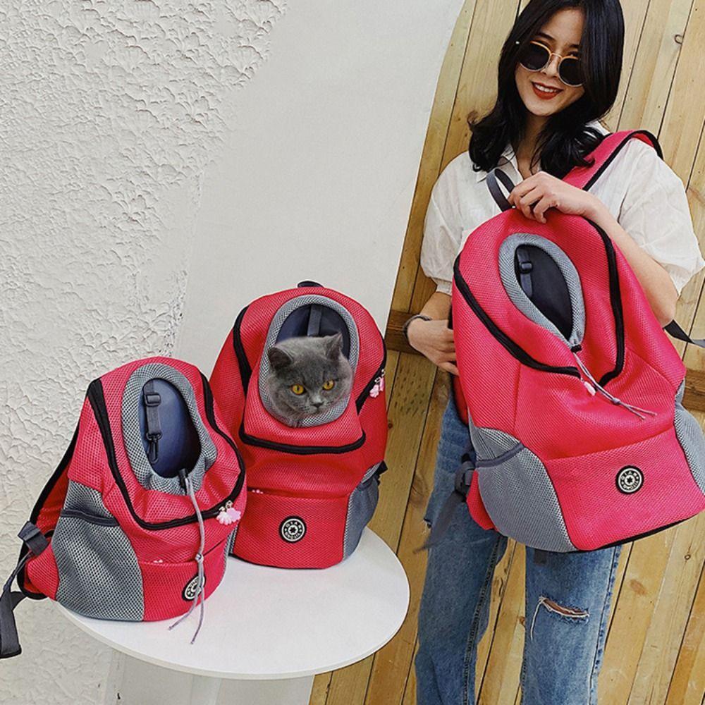 

Дышащая сумка-переноска для кошек с двумя плечами, рюкзак для путешествий и собак на открытом воздухе L