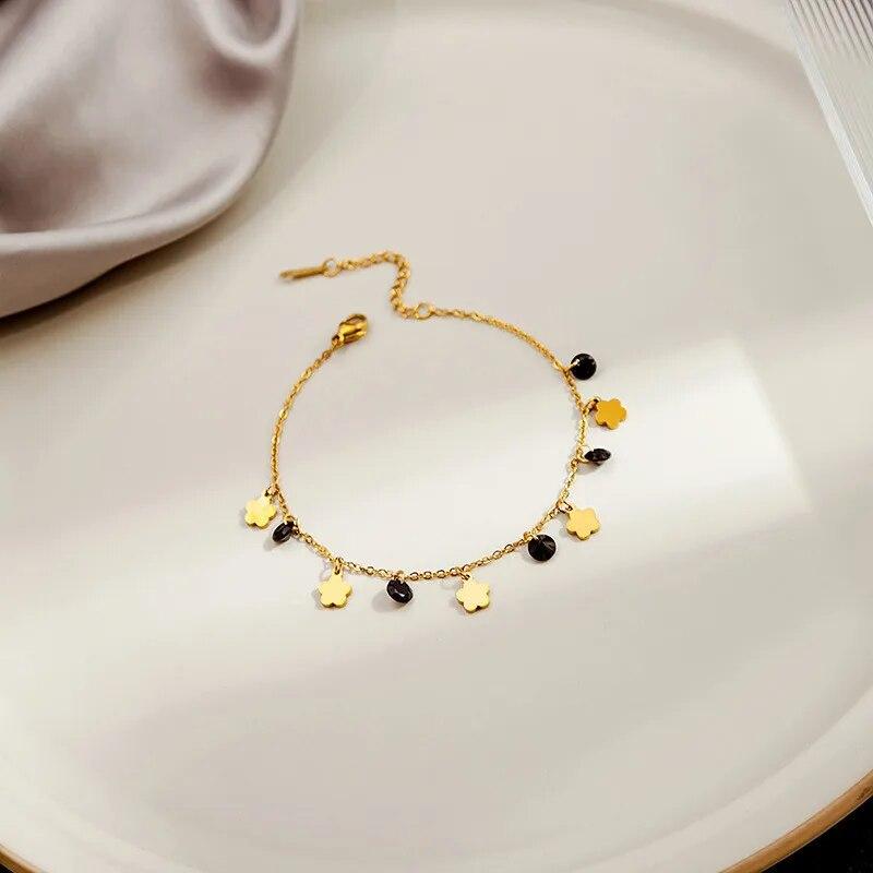 Stainless Steel Wafer Flower Butterfly Heart Pendant Bracelet For Women Fashion Elegant Bracelets&Bangle Party Jewelry Gifts