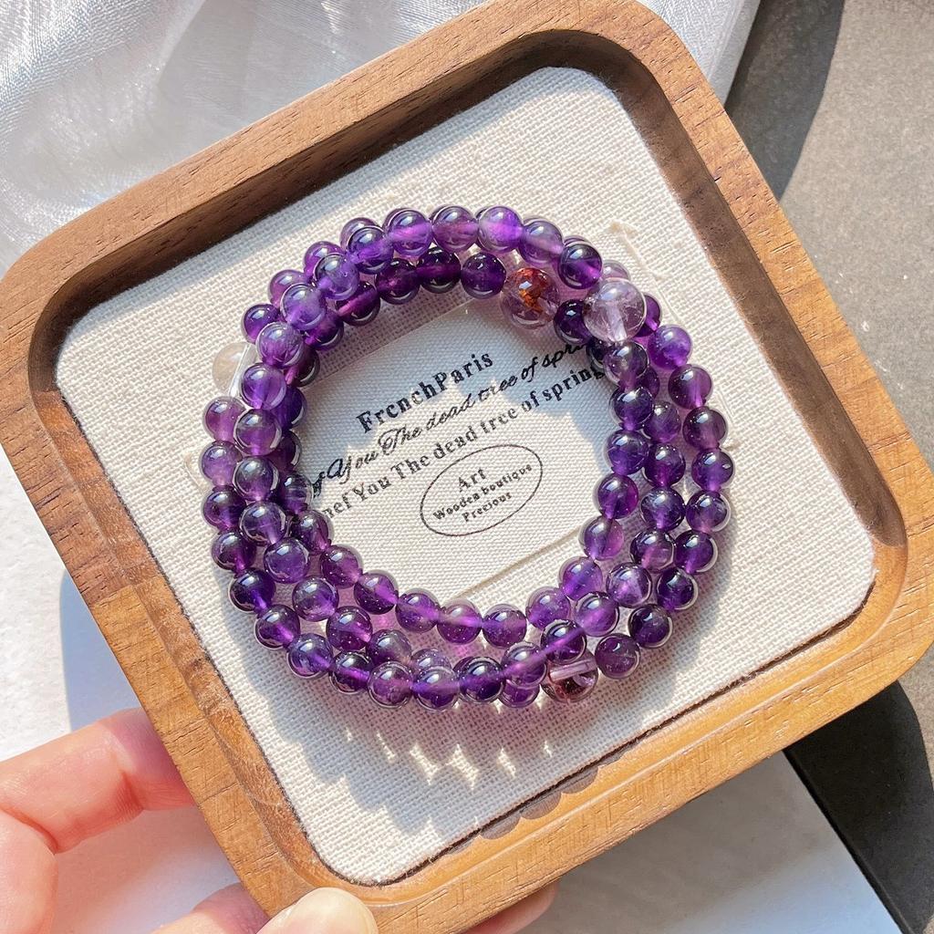 6Mm Autumn And Winter Natural Royal Amethyst Design Multi-Circle Bracelet Bracelet