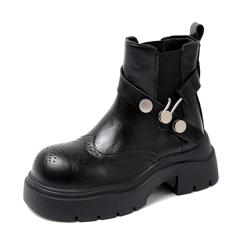 European 2025 autumn and winter new comfortable Chelsea women's heightened British style thick-soled big-headed Martin boots