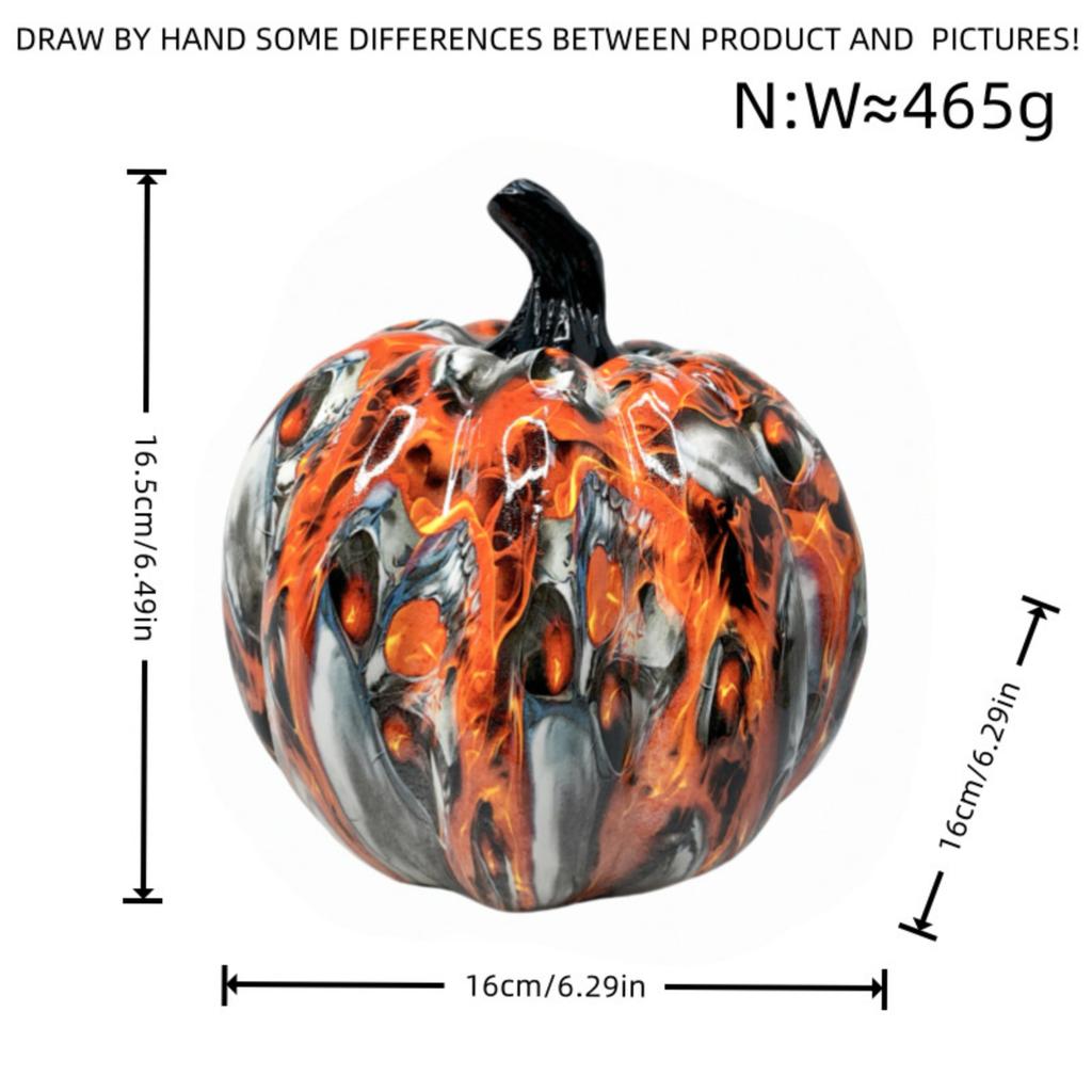 Large Halloween Decorative Pumpkin Figurine Day of the Dead Inspired Desktop Ornament for Indoor Tabletop Display Holiday Event Decor
