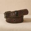 Rivet Studded Studded Leather Belt Antique Bronze Pin Buckle Waist Belt  Jeans Pants Dress