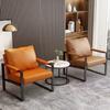 Compact Leather Wrought Iron Chair with Backrest for Home or Office