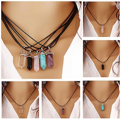 Künstlicher Edelstein-Stein, natürlicher Quarz, Heilpunkt, Chakra, Reiki-Anhänger, Seil-Halskette