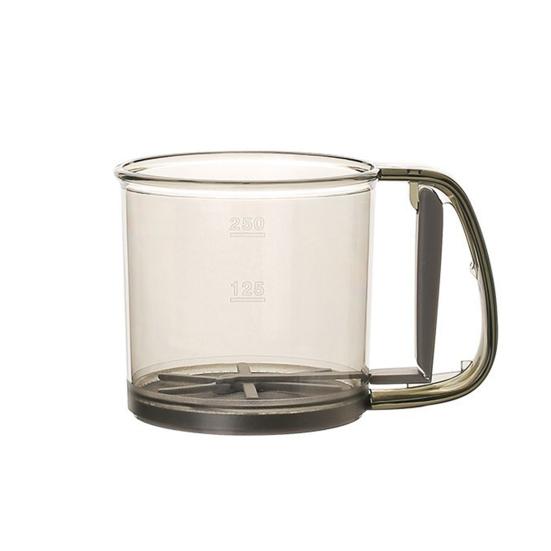 Handlicher Mehl-Sieb Transparenter Lebensmittel-Kunststoff Manuelles Mehl-Sieb Doppelschichtige Messbecher Mehl-Sieb zum Backen Puderzucker Kakao Matcha
