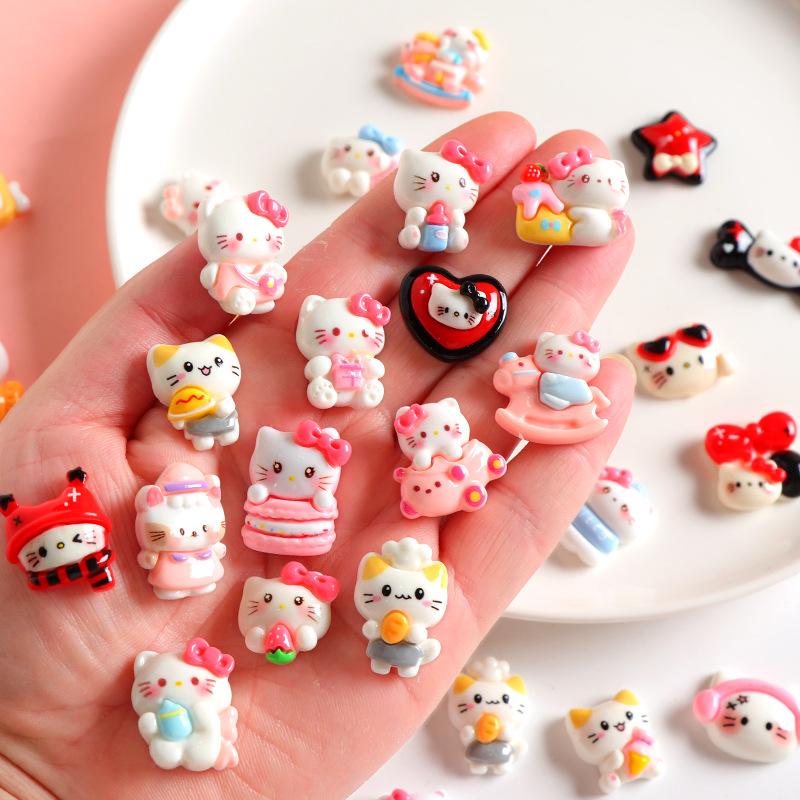 36/180PCS Cartoon Cute Cat Series Resin Accessories Handmade DIY Cream Glue Phone Case Water Cup Refrigerator Adhesive Material