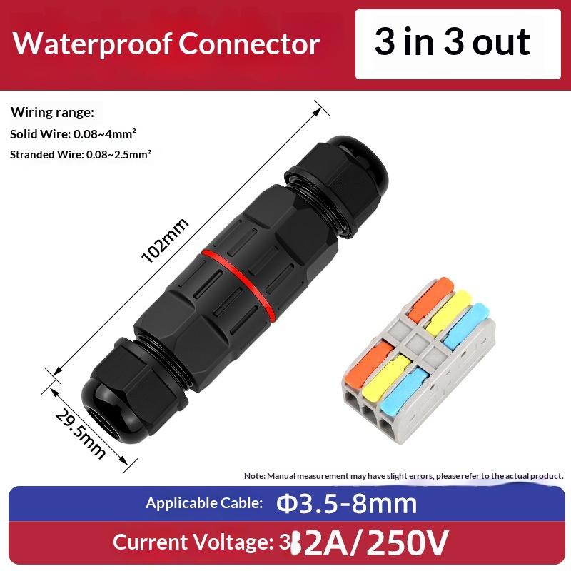 1/3Pcs Wire Connector Ip68 Waterproof Cable Connector Quick Connection 2 In 2 Out 2/3 Pin Electrical Terminal Adapter