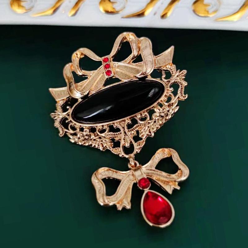 

Роскошная винтажная брошь с синей бирюзой и черным камнем, аксессуары, брошь-булавка с бантом из страз