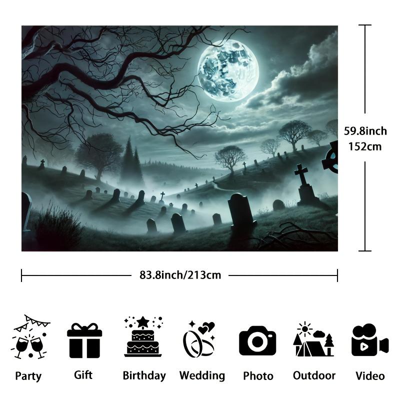 Terrifying cemetery background full moon and tombstone haunted Halloween scene professional studio background
