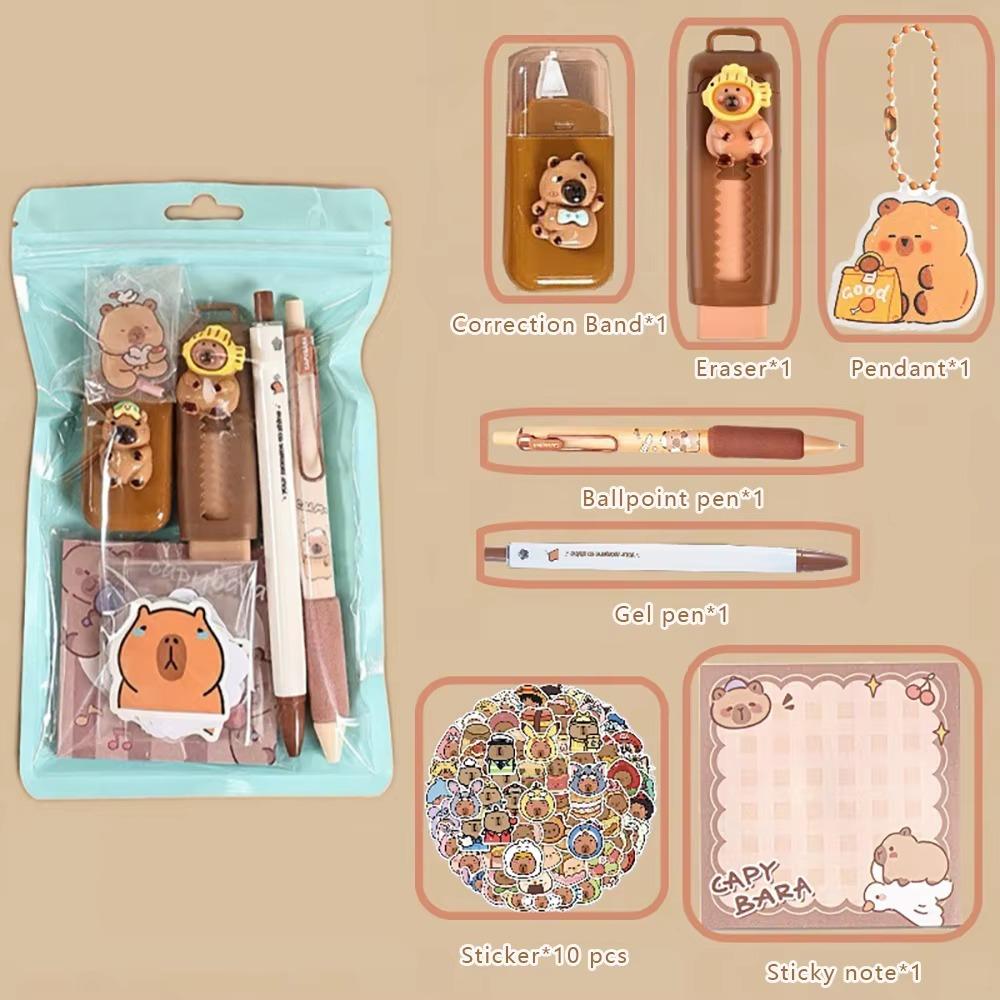 Cartoon Capybara Stationery Set Kawaii Student Tools Gift Kit Kids Stationery