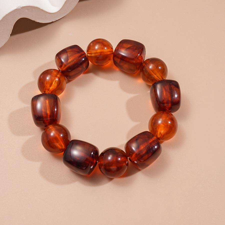 Acrylic Irregular Square Round Beaded Bracelets for Women Multicolor Bohemia Geometric Handmade Bangles Couple Jewelry Travel C