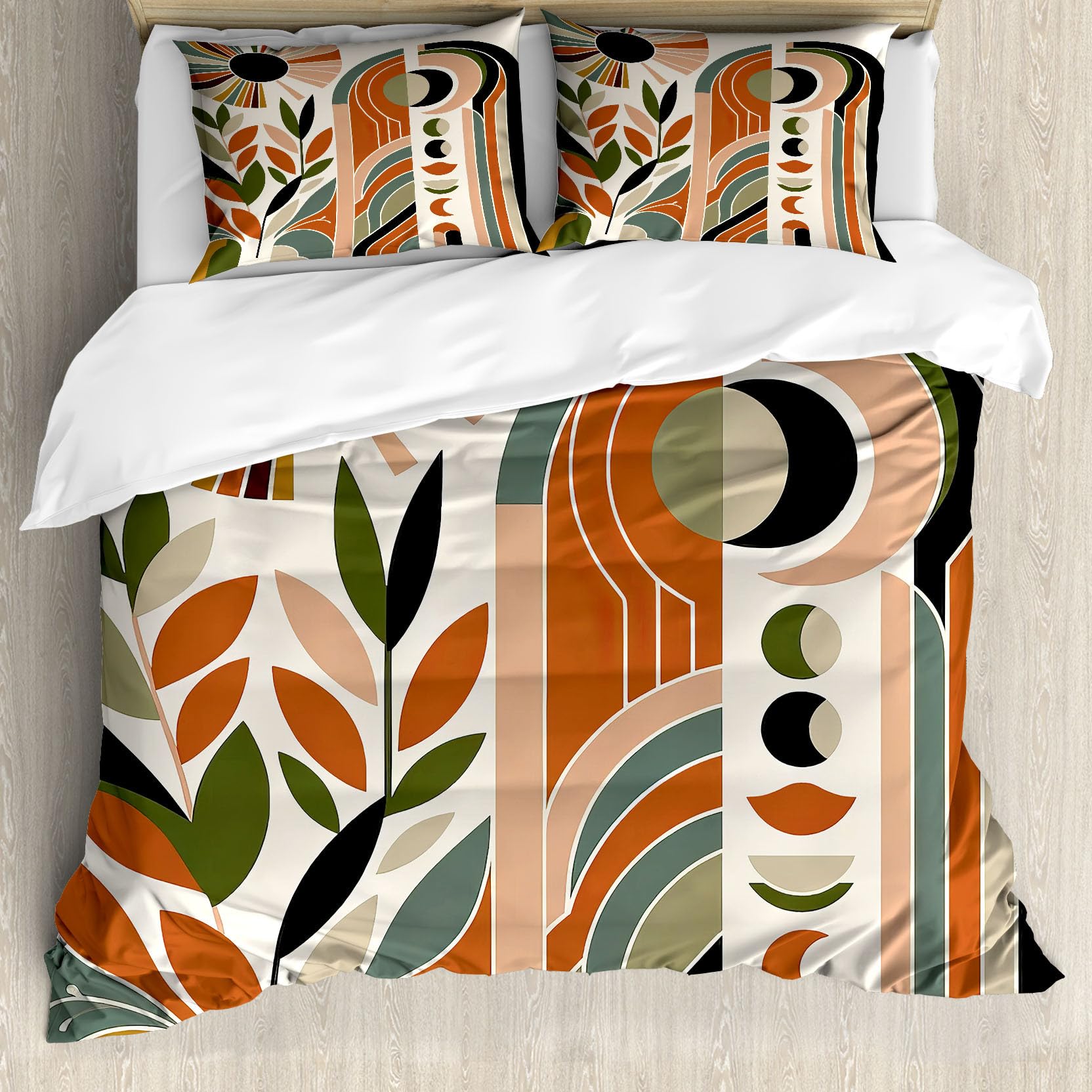 

Medieval Boho Century Modern Duvet Cover Set Abstract Geometric Rainbow Sun Circles Comforter Cover Microfiber Soft Bedding Sets EU Single(135x200cm)