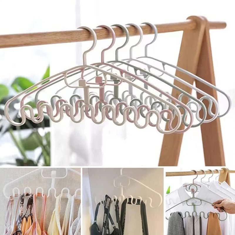 5/10ks Multifunkční vlnité ramínka Podpora sušáku Plastový věšák na oblečení Věšák na kravaty Věšák na opasek Úložné prostory do skříní Organizéry