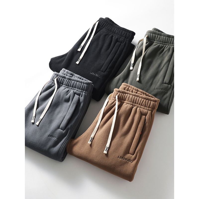 Men's Fleece Pants Winter Thickened Warm Long Pants Lamb Fleece Sweatpants Export Men's Sports Casual Pants