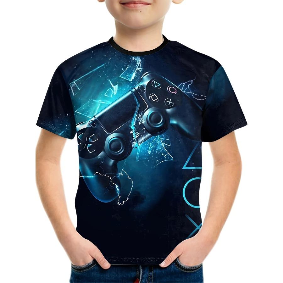 Children's Clothing T-Shirts for Boys Short Sleeve Children's T-Shirts 3D Gamepad Print Fashion Round Neck Kids Summer Clothes