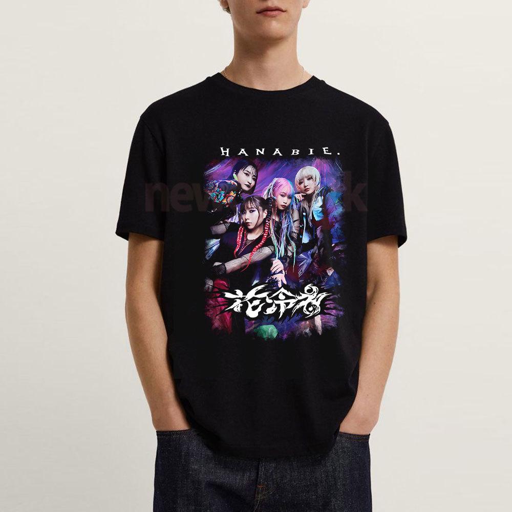 

Japanese Allfemale Metalcore Band Hanabie Tshirt Woman Man Fans Vintage Heavy Metal Cotton Graphic T Shirts Casual Shortsleev 4XL