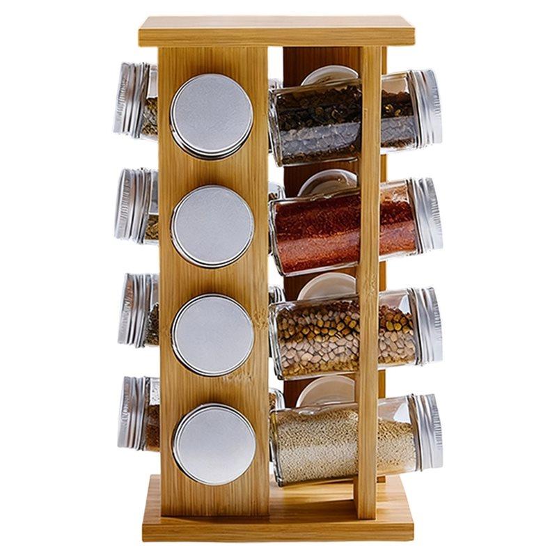 A84X-Seasoning Bottle Storage Rack Wooden Kitchen Condiment Rack Rotatable Fragrance Finishing Rack Multi-Layer