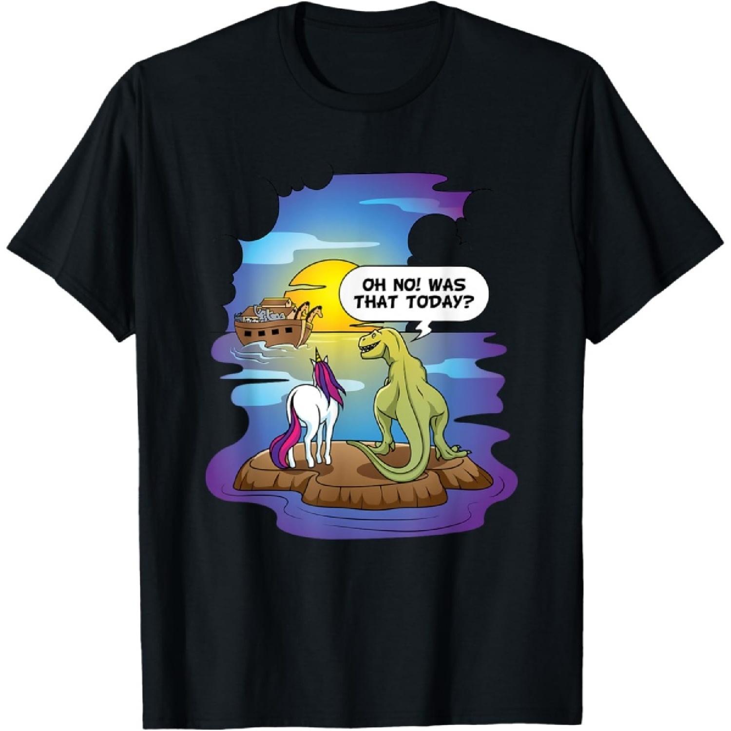 Christian Noah s Ark Bibble Pun Last Unicorn Dinosaur T-Shirt(1) S