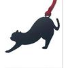 Toyo Seimitsu Matte Black Stainless Steel Cat Bookmark Silhouette Stretching Cat B CAT-040 Metal Page Marker